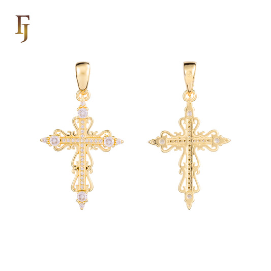 Orthodox Cross Pendant Collection – Religious Gold-Plated Charms with CZ Stones for Faith & Gifts