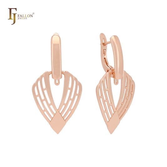 Shell shaped of Angel's wing Rose Gold Russian Lock Earrings