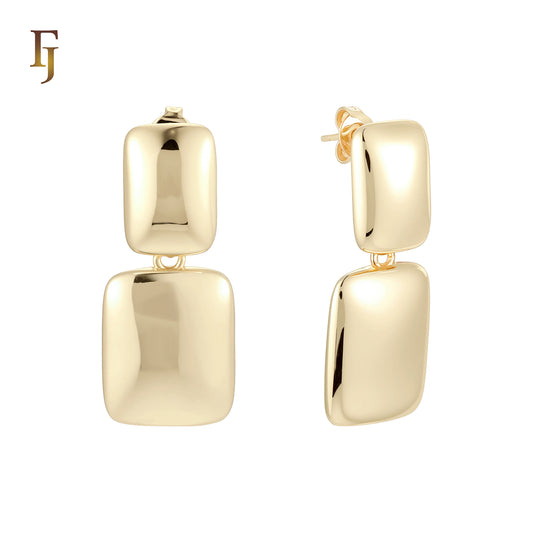 Rounded Beads double drop 14K Gold Stud Earrings