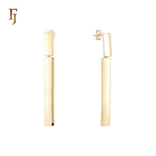 Short and Long bar the drop 14K Gold Stud Earrings