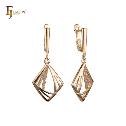 Earrings in 14K Gold, Rose Gold, two tone plating colors