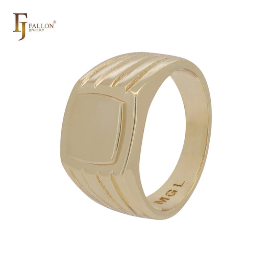 Glänzende ovale quadratische 9,3 mm Siegelring Kinder 14K Gold Kinderringe