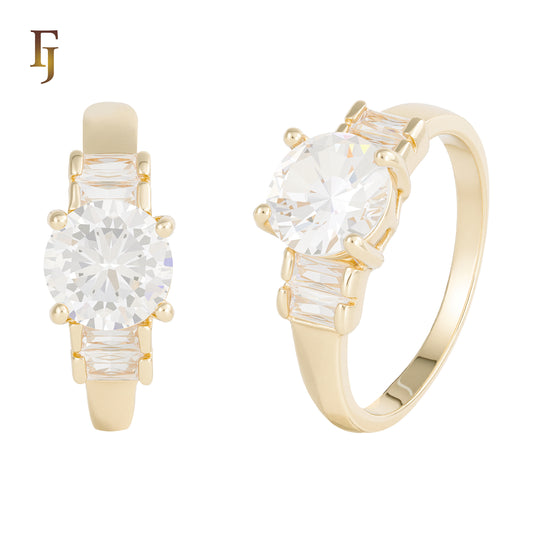 Luxury Round Cut CZ Engagement Ring with Baguette Accents | FJ Fallon Jewelry