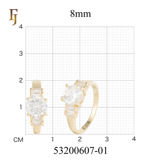 Luxury Round Cut CZ Engagement Ring with Baguette Accents | FJ Fallon Jewelry