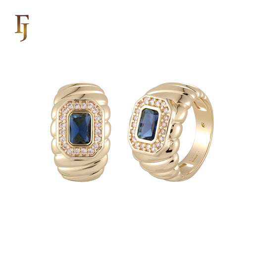 Rope shape textured solitiare cushion cut stone 14K Gold Fashion Rings