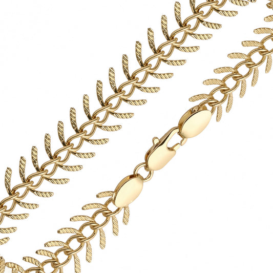 Rose Gold Fish bone link chains plated in 14K Gold, Rose Gold