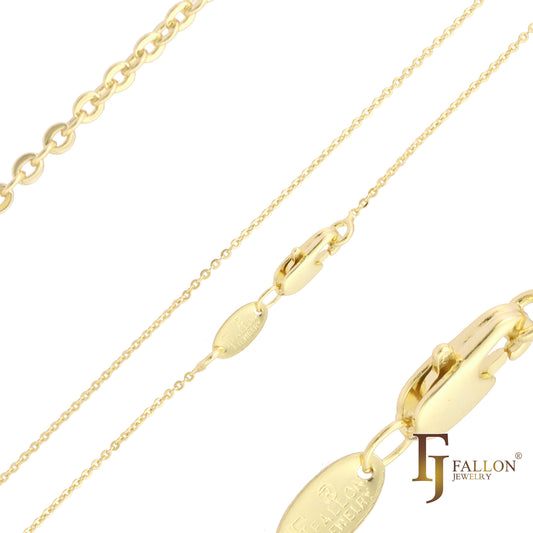 {Customize} Disc Rolo link chains plated in White Gold, 14K Gold, Rose Gold