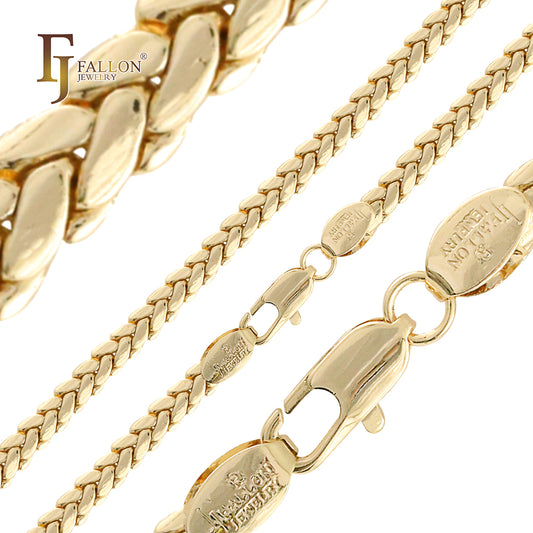 Snake Boston link chains plated in 14K, Rose Gold
