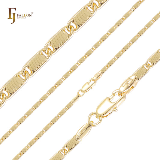 Flatten solid snail link circles ripple hammered Rose Gold, 14K Gold chains