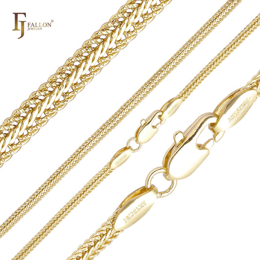 Foxtail link flank hammered 14K Gold, Rose Gold foxtail chains LDC