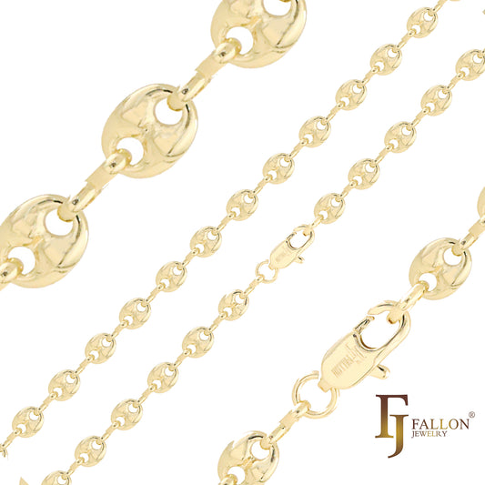 🔥 Double Hole rounded Fancy Link 14K Gold Rolo Chains