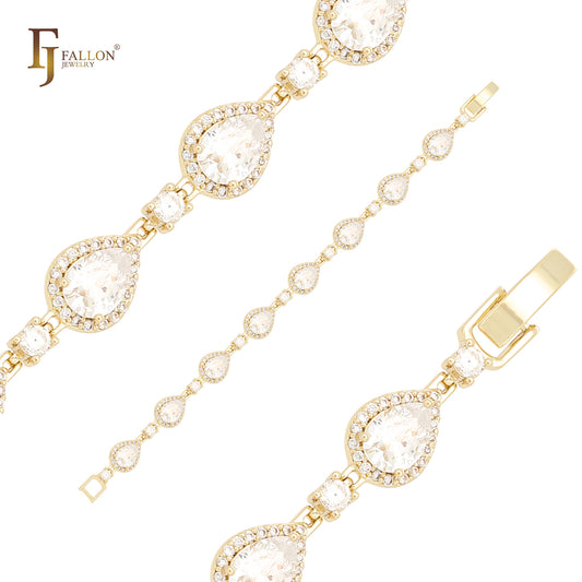 Paciotti's Tears 14K Gold Cluster weiße Zirkonia Halo-Armbänder