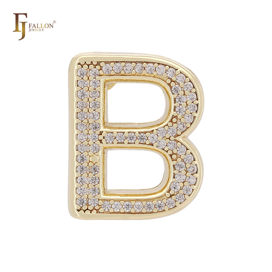 Cluster White CZs Alphabet of white CZs 14K Gold Pendant