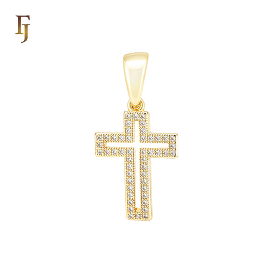 Halo paved white CZs Latin Style Religious Cross Pendant Christian