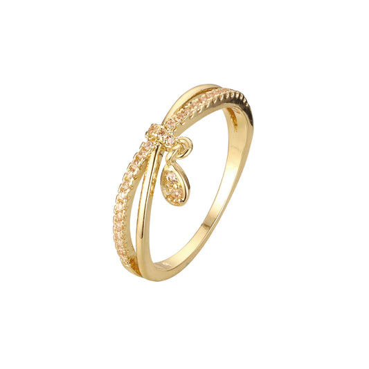 Wedding band 14K Gold, Rose Gold rings paving CZs