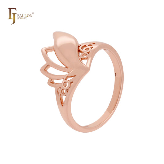 Anillos de moda en oro rosa con sabor a flor de filigrana de mariposa