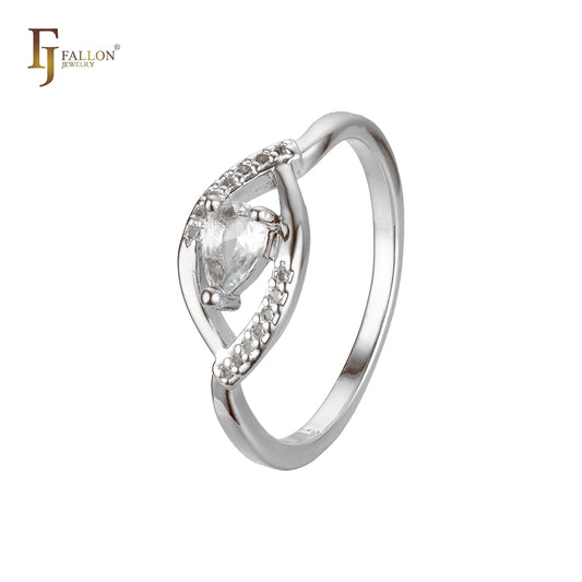 Anillos solitarios en forma de lágrima en dos tonos de oro rosa
