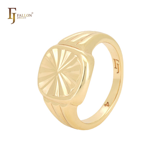 🔥 Sunburst rounded signet Men's 14K Gold Rings