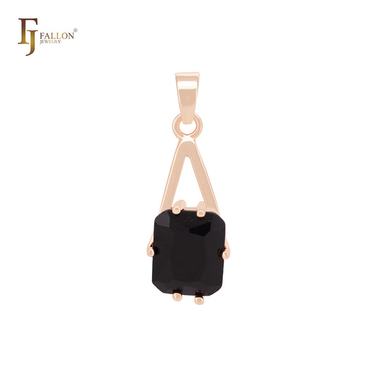 Solitaire Cushion Cut Black CZ Rose Gold Solitaire Pendant