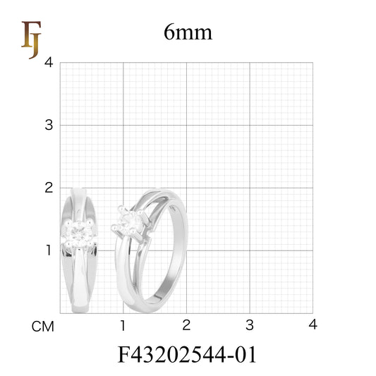White Gold Plated Solitaire CZ Ring with Split Band Design | Elegant Promise Ring | FJ Fallon Jewelry
