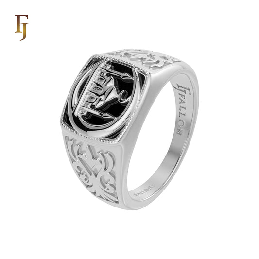 Mosque Dome Muslim Men’s Ring – Rose Gold Islamic Signet Ring with Black Enamel – FJ Jewelry