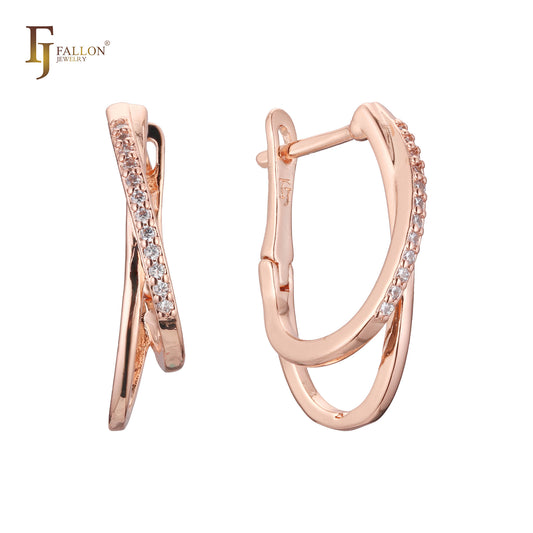 Earrings in 14K Gold, Rose Gold, two tone plating colors