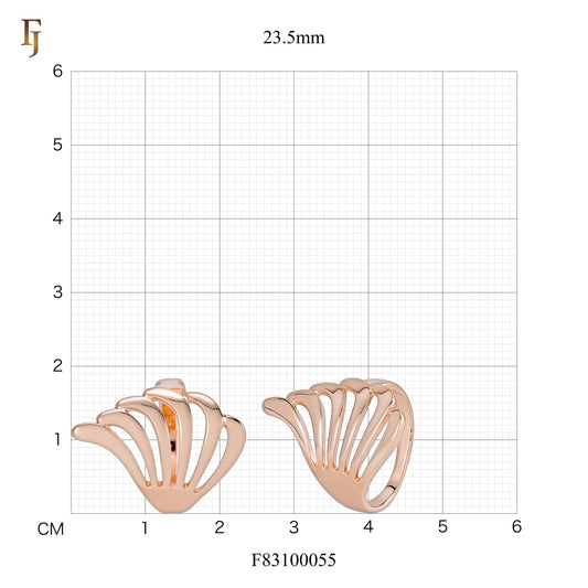 Abstract Rose Gold Openwork Ring – Fan-Inspired Modern Art Jewelry for Women – FJ Jewelry