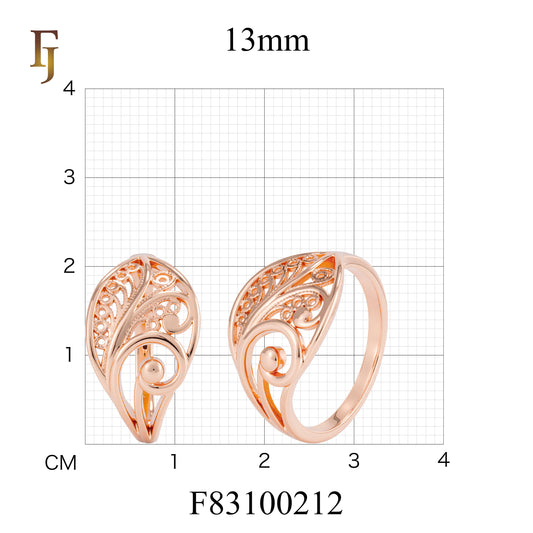 Rose Gold Vintage Style Filigree Ring – Elegant Swirl Leaf Design for Women