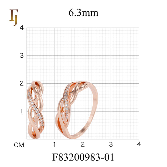 Rose Gold Twist Women’s Ring – Interwoven Band with CZ Accents for Elegant Daily Wear