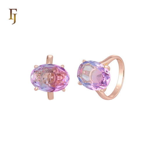Giant Big solitaire Oval stone Rose Gold Fashion Rings