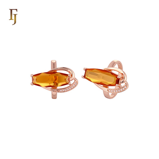 Tall long geometric cut marquise stone Rose Gold Fashion Rings