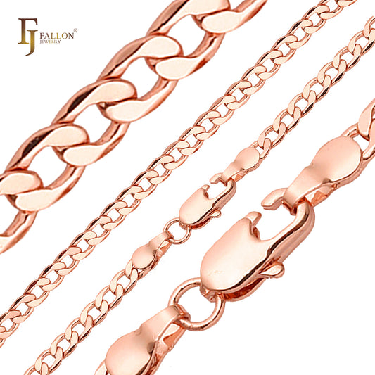 Classic Curb link chains plated in Rose Gold, two tone