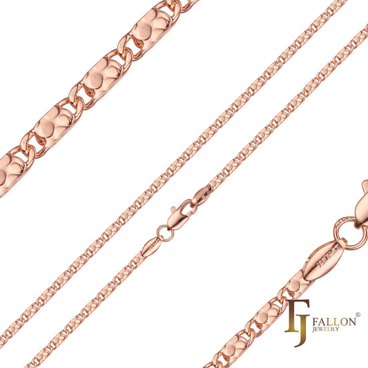 Solid snail link Nuggets and Bubbles hammered Rose Gold chains