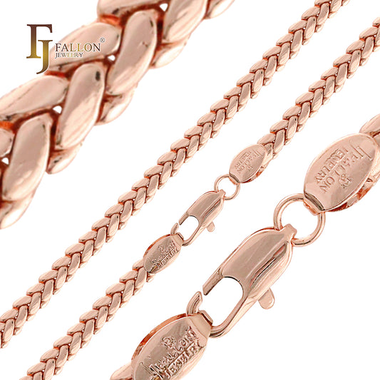 Snake Boston link chains plated in 14K, Rose Gold