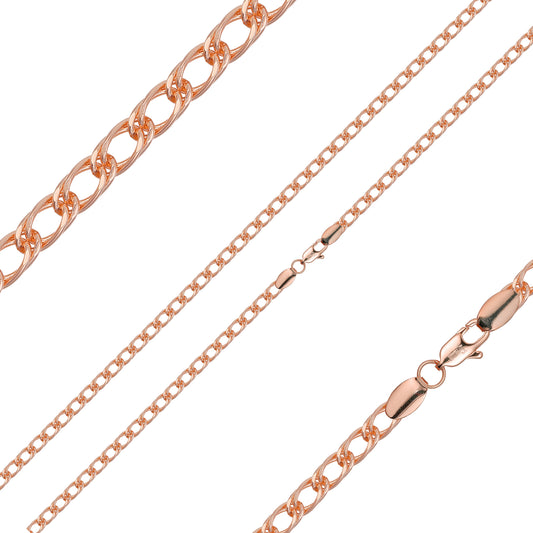 Double curb link chains plated in 14K Gold, Rose Gold