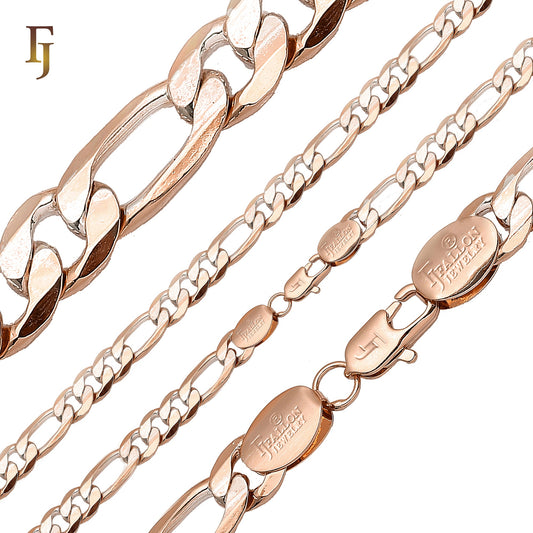 Classic Figaro ChainNecklace Rose Gold, two tone Plated Wholesale Copper Fashion Jewelry Supplier and Manufacturer FJ Jewelry