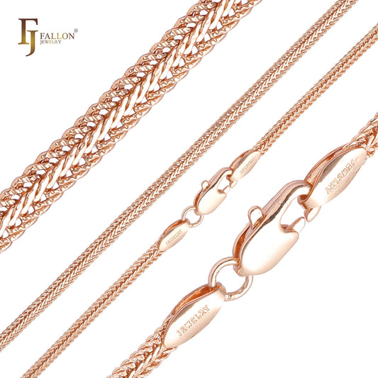 Foxtail link flank hammered 14K Gold, Rose Gold foxtail chains LDC