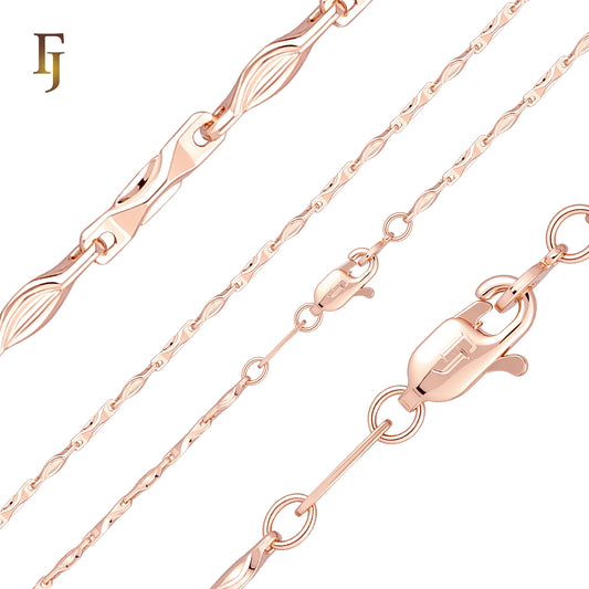Barleycorn hammered textured Rose Gold Fancy Link Chain