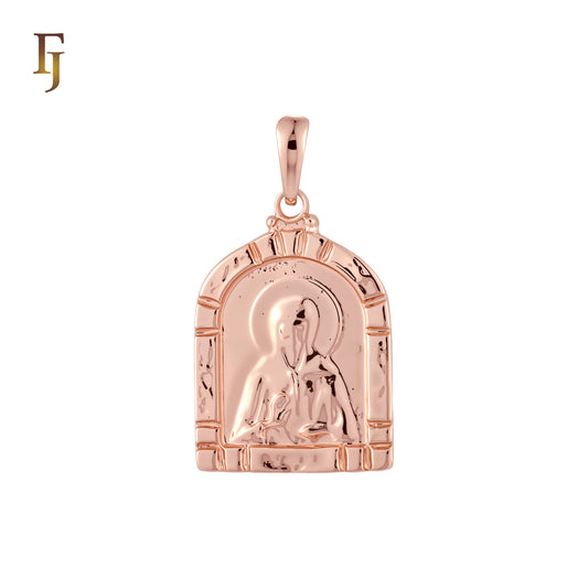 Religious Arched Portrait Russian Orthodox Saint Matrona Rose Gold Religious Pendant