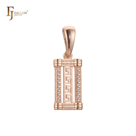 Greek key pendant in Rose Gold, 14K Gold plating colors
