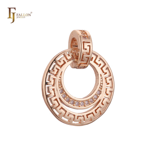 Greek key pendant in Rose Gold, 14K Gold plating colors