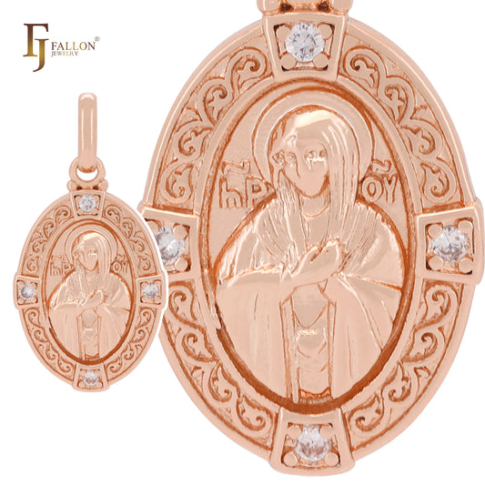Virgin Mary of seven sorrows Rose Gold pendant