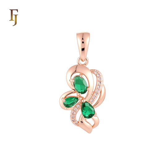 Luxurious Emerald mixed white CZs Rose Gold Fashion Pendant