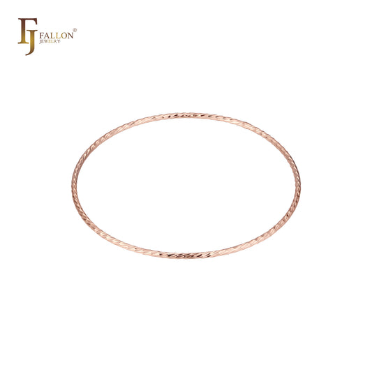 Thin textured rounded Rose Gold 1.3*55 Bangle