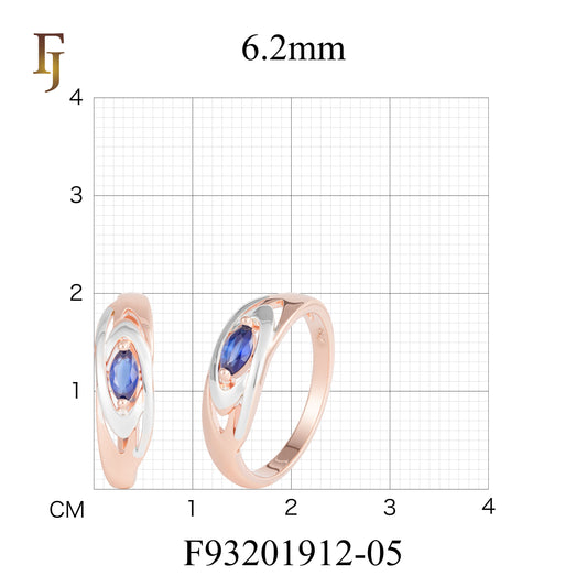 Rose Gold two tone solitaire marquise blue Elegant Rose Gold Blue CZ Marquise Ring with White Accent – Fashion Jewelry by FJ