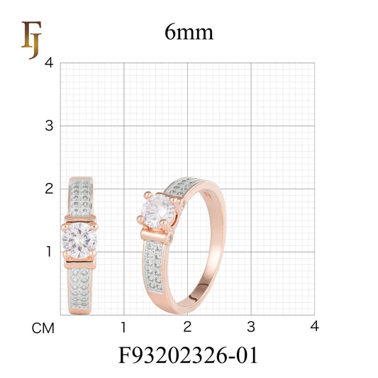 Classic Solitaire Rose Gold Ring with CZ Accents – Timeless Design by FJ