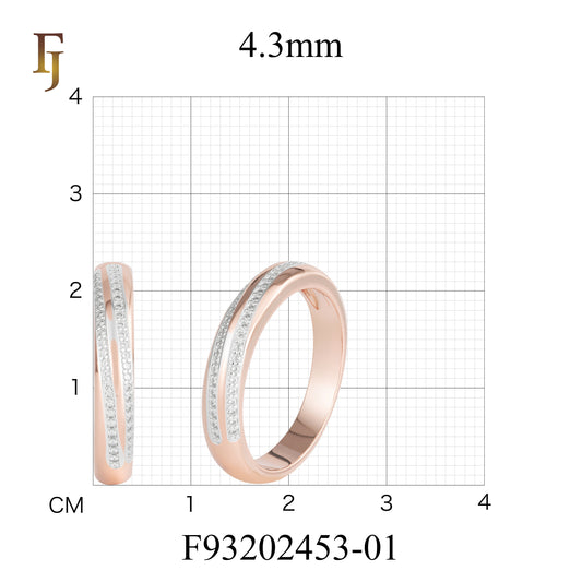 Rose Gold Band Ring with Double Row CZ Inlay | Classic Wedding or Promise Ring | FJ Fallon Jewelry