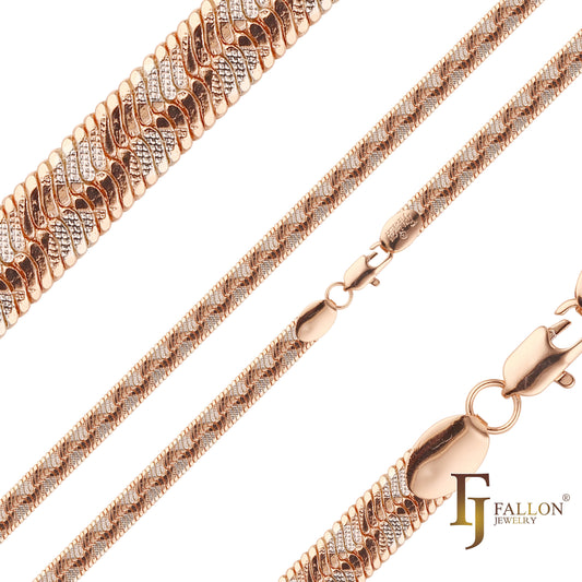 {Customize} Flat Snake chains plated in 14K Gold, Rose Gold, two tone