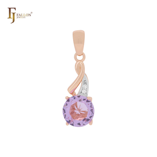 Solitaire rounded CZ Rose Gold Pendant