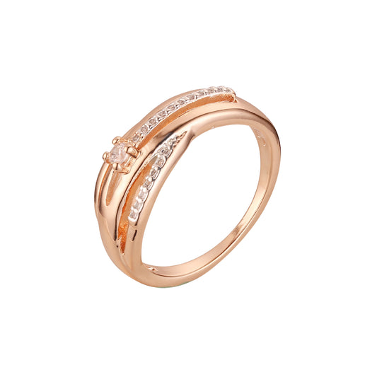 Anillos Solitario en Oro Rosa, baño bicolor